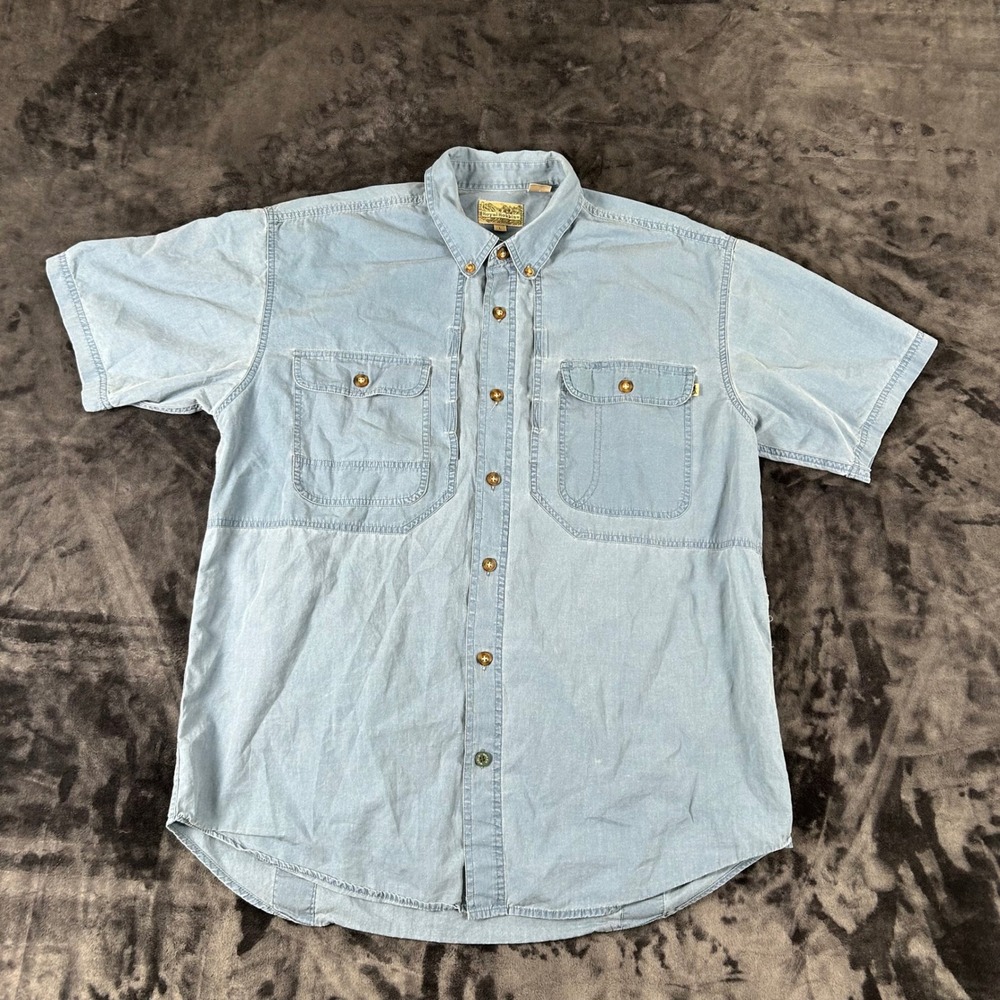 Royal Robbins Button Down Shirt Mens Large Blue Short Sleeve Cotton Utility